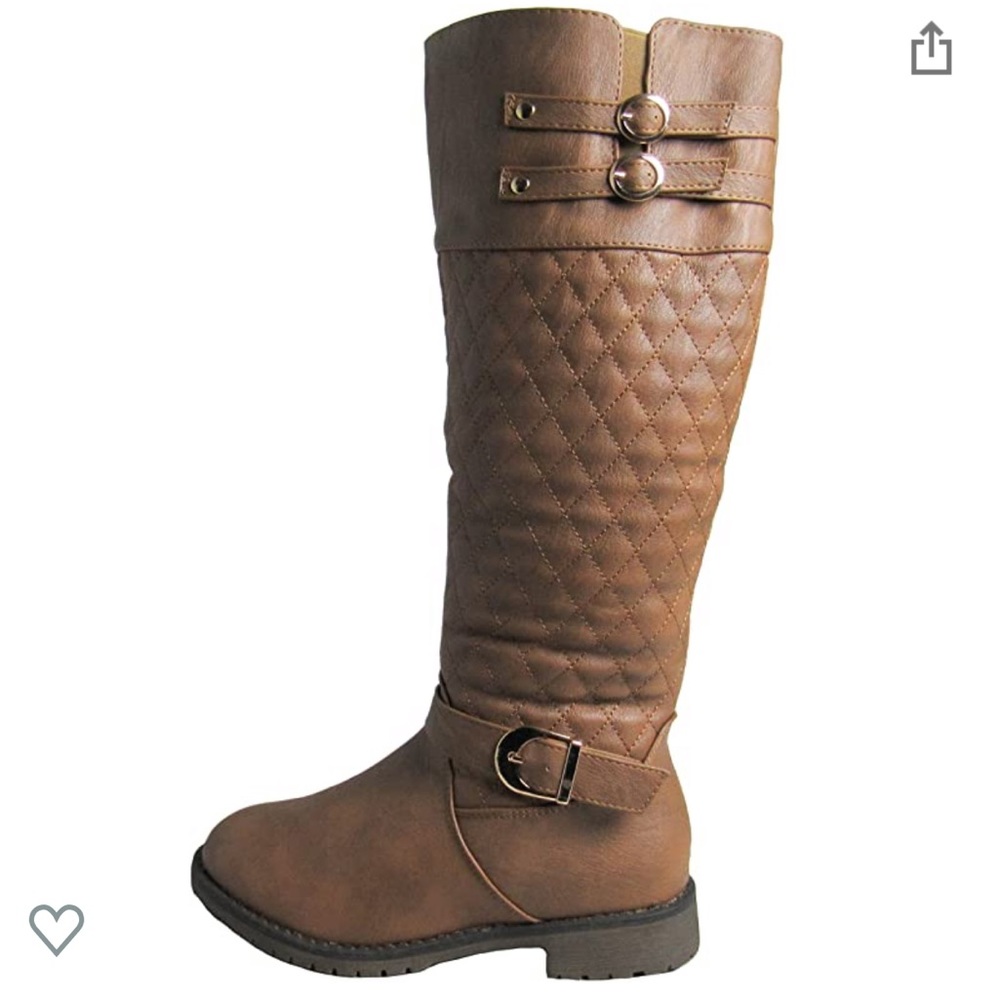Tan Quilted Knee High Equestrian Riding Boots - Picture 2 of 8